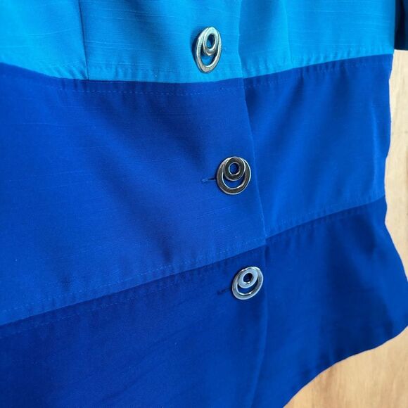 Vintage 80s Prophecy Sag Harbor Short Sleeve Blue Suit Short Sleeve Blazer Sz 8 - Picture 3 of 7